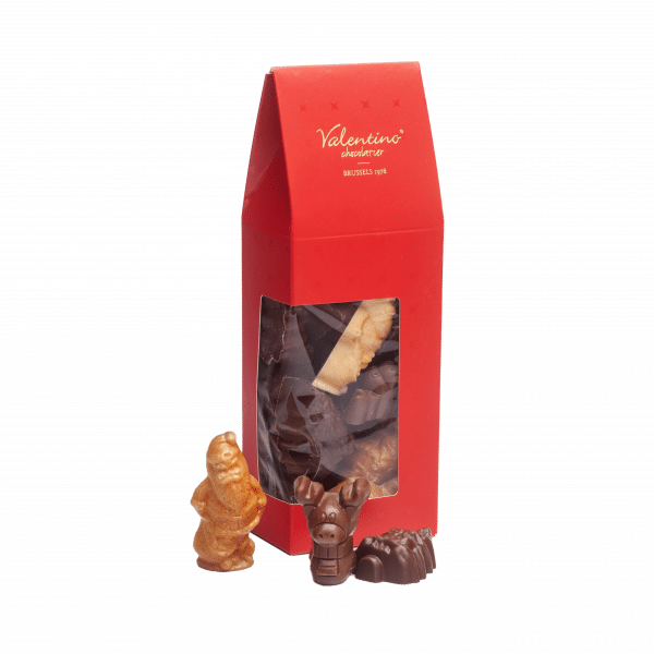 Ballotin Le Monde du Père Noël, Produit, Fêtes, Chocolats blancs, laits, noirs, Valentino, Boutique FLOCON Chocolatier